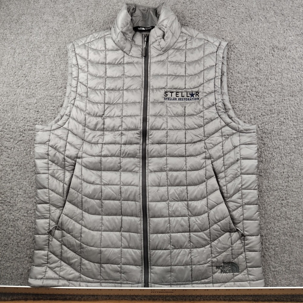 The North Face Vest Mens Large ThermoBall Grey Embroider EUC